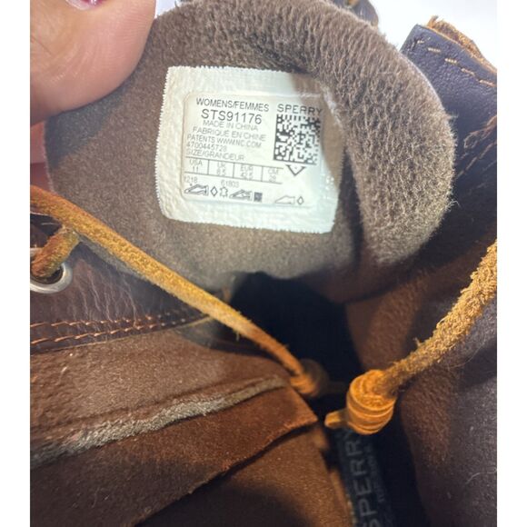 Sperry Womens Duck Boot Brown Rain Booties Warm Microfleece Rawhide Lace Up 11 - Picture 9 of 12